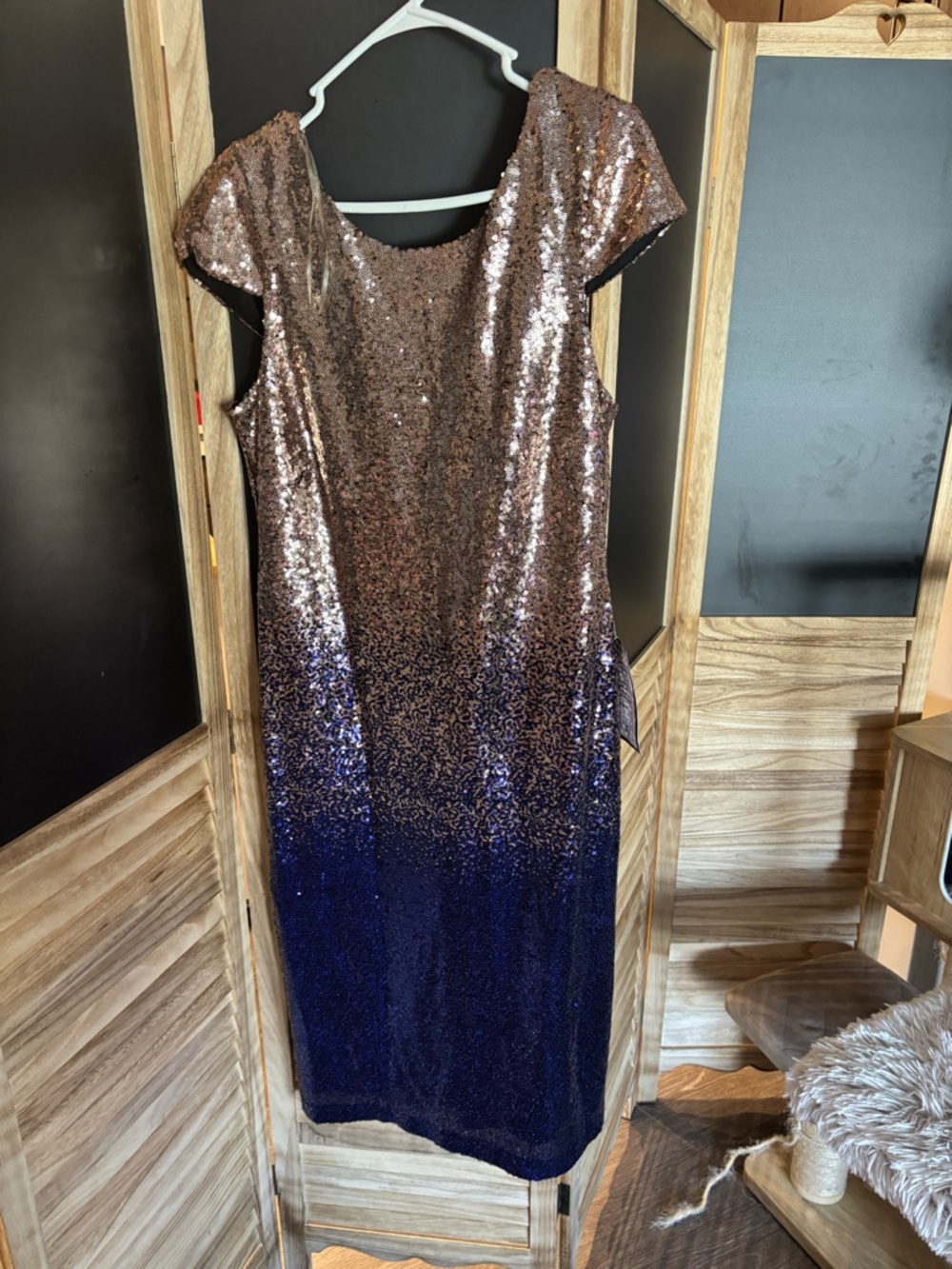 connected apparel Brown-to-Navy Sequin Ombre Midi Dress